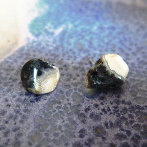 Vintage Handmade Zebra Calcite Post Earrings
